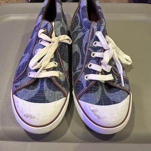 Coach monogram denim sneakers